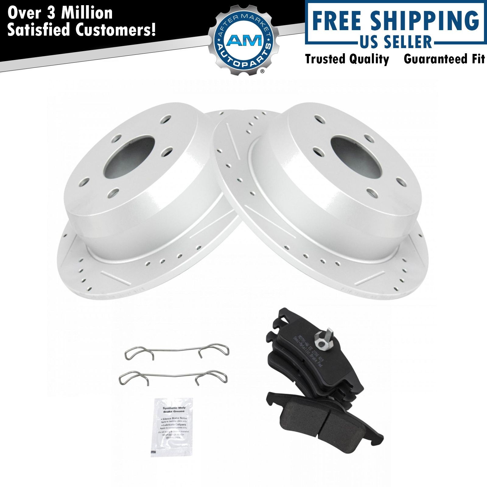 Performance Drilled Slotted Brake Rotor & Posi Metallic Pad Rear Kit