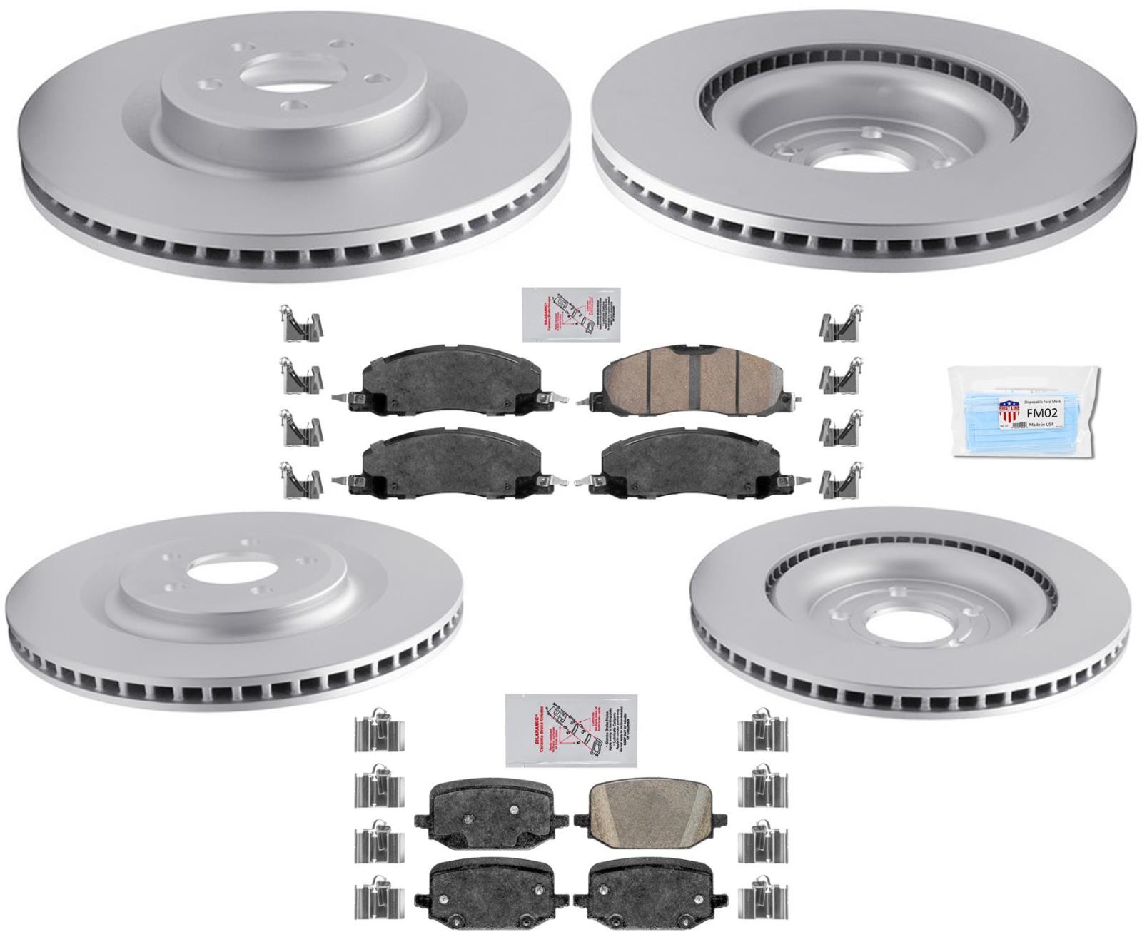 Front Rear Coated 345MM Disc Brake Rotors Brake Pads for 2020-2023 Ford Explorer