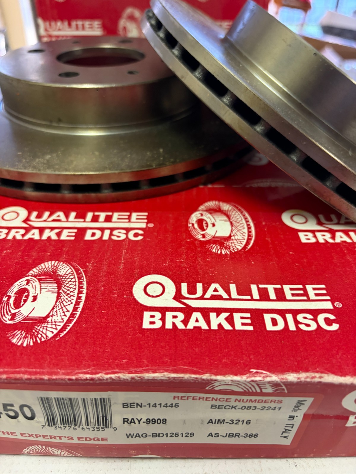 Brake Rotor Vented set 6476450 fit Sentra NX Tsuru NX Pulsar Front made in Italy