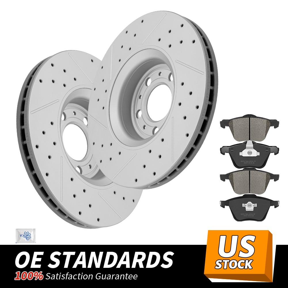 316mm Front Drilled Disc Rotors Ceramic Brake Pads Kit for 2003 – 2014 XC90