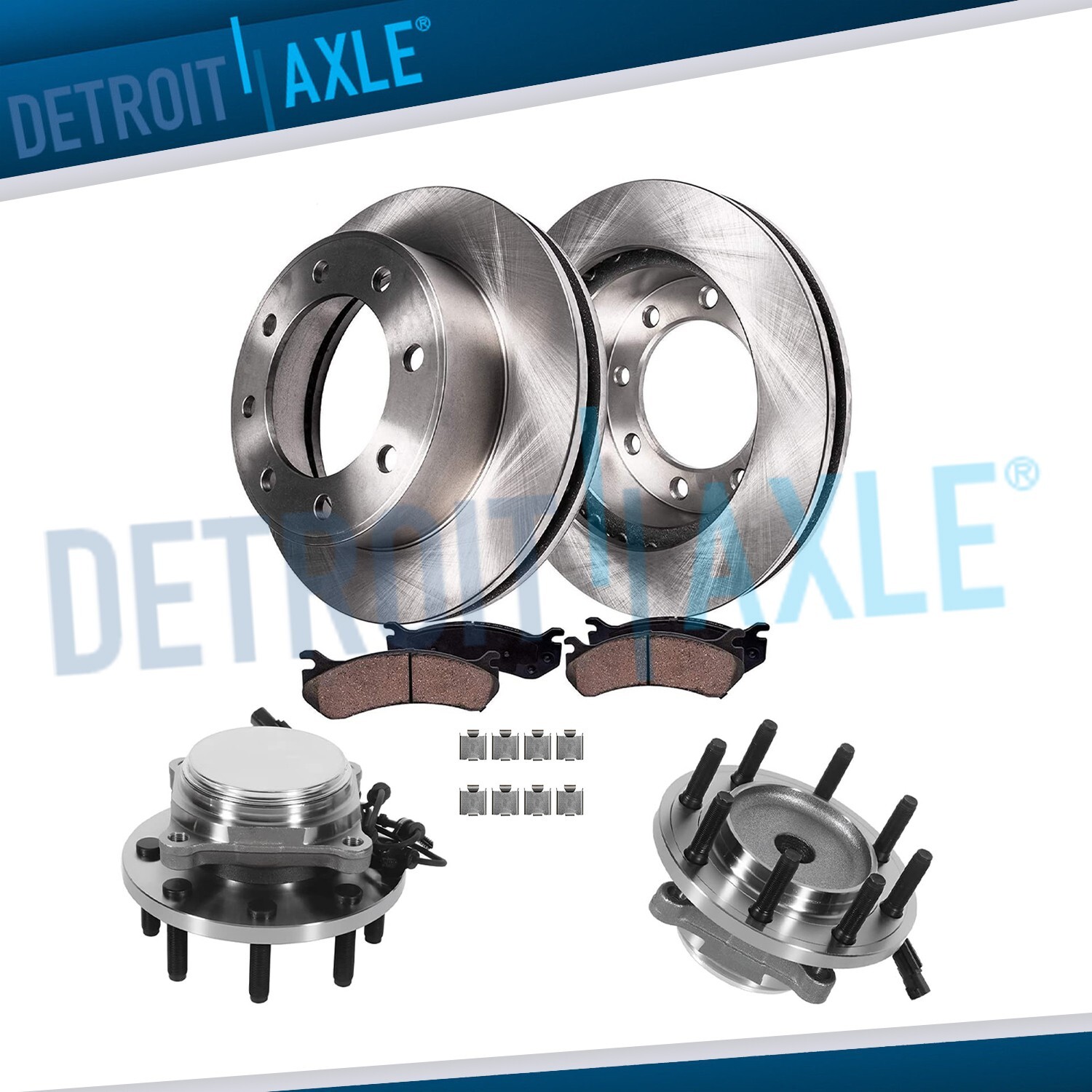 Front Disc Brake Rotors Pads Wheel Hub for 2009 2010 RWD Dodge Ram 2500 Ram 3500