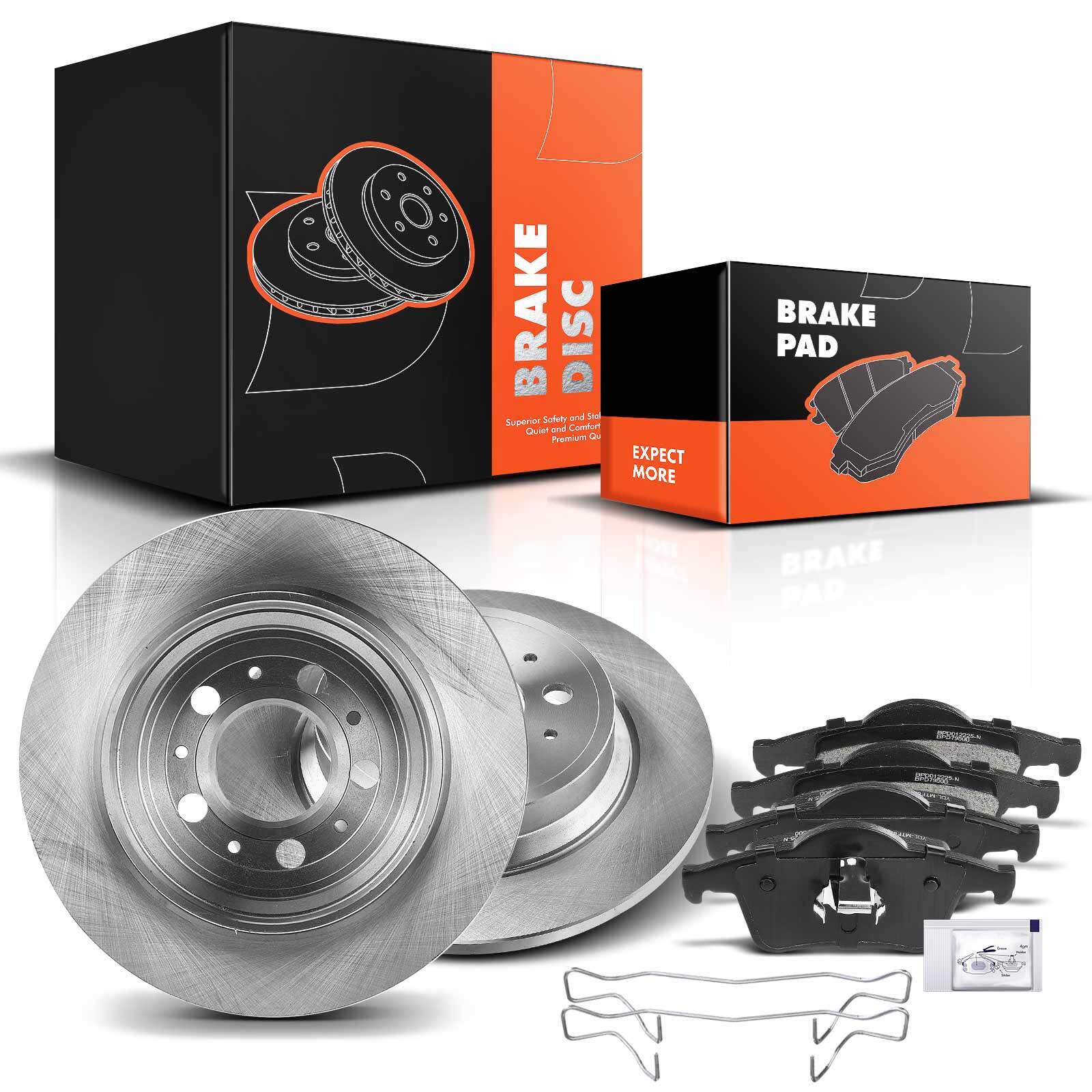Rear Side Disc Brake Rotors & Ceramic Brake Pads for Volvo S60 01-09 XC70 03-07