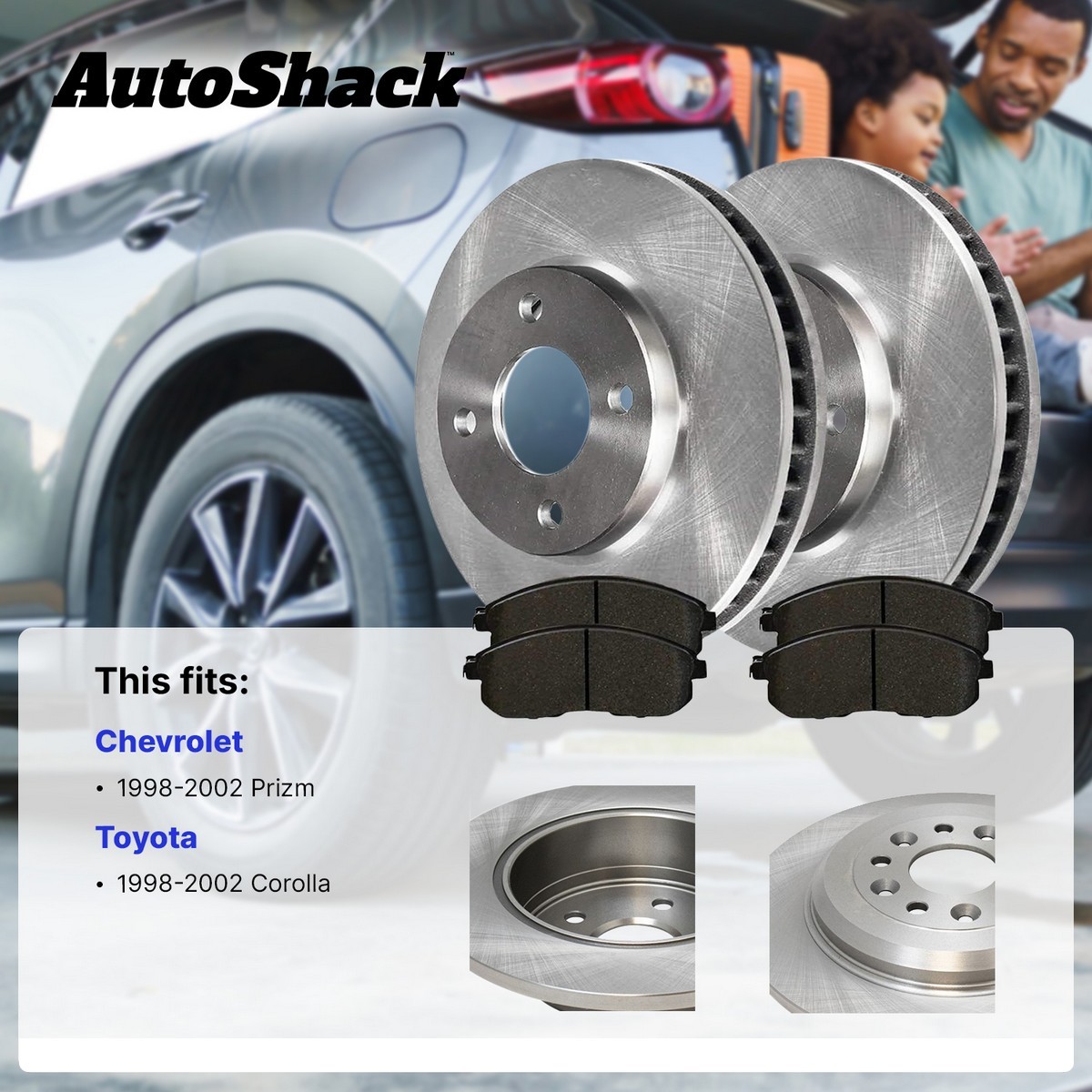 Front Brake Rotors & Pads for 1998-2002 Chevrolet Prizm 1998-2002 Toyota Corolla