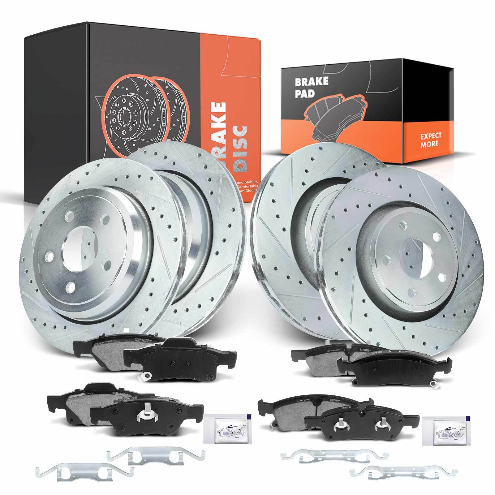 Drilled Brake Rotors & Ceramic Brake Pads for Jeep Grand Cherokee Dodge Durango
