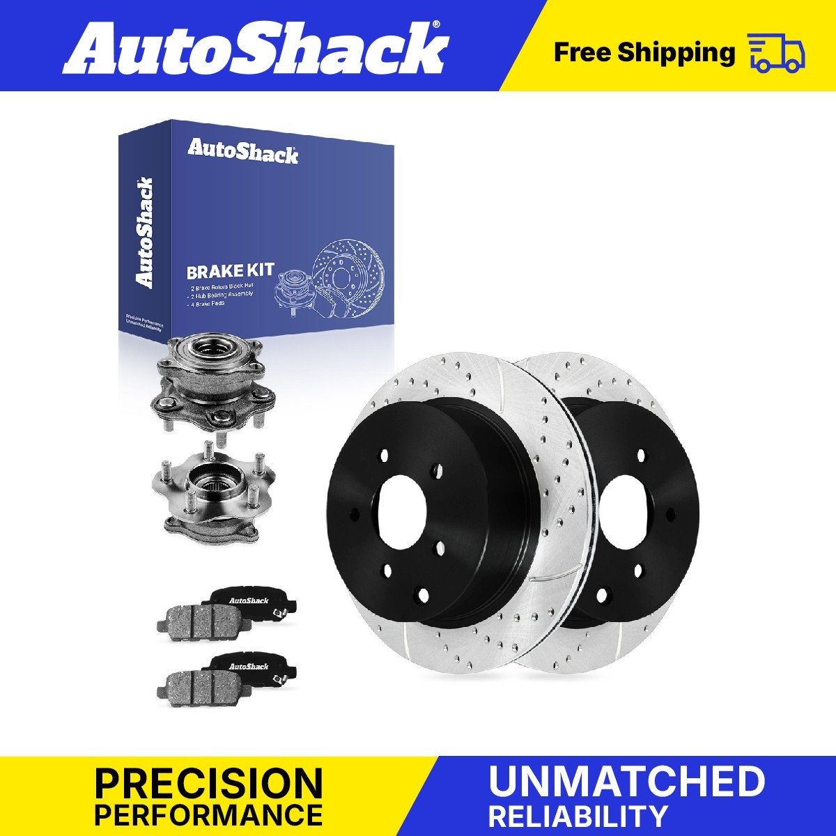 Rear Drilled Slotted Brake Rotors Pads Hubs for INFINITI, FX35 2009-2010