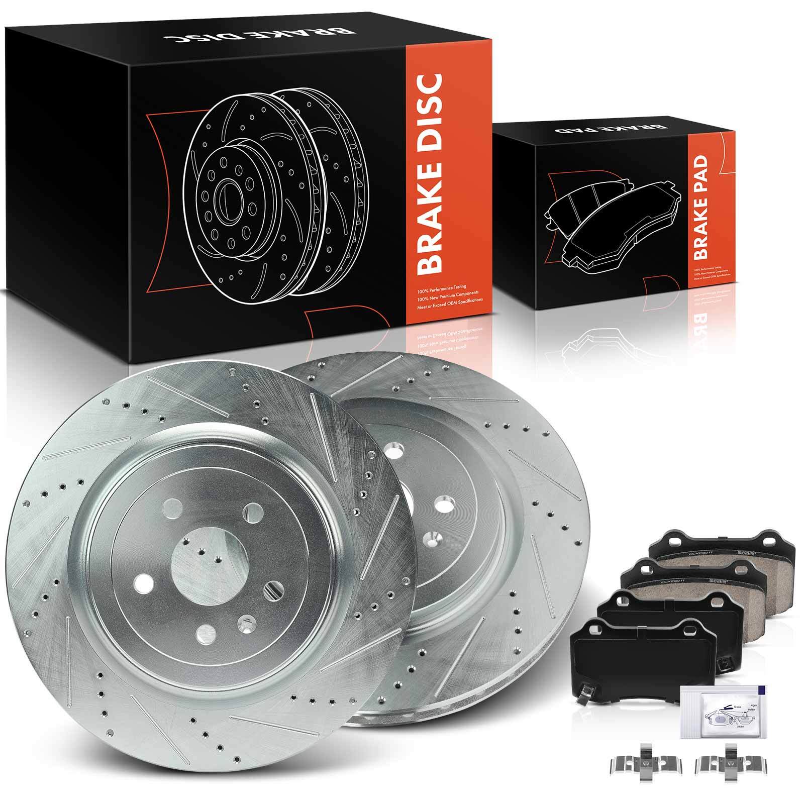 Rear Side Drilled Brake Rotors & Brake Pads for Chevrolet Camaro Cadillac CTS