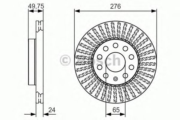 Bosch Brake Disc Front Diameter 276mm 65mm Vented 23.5mm 0986479C47
