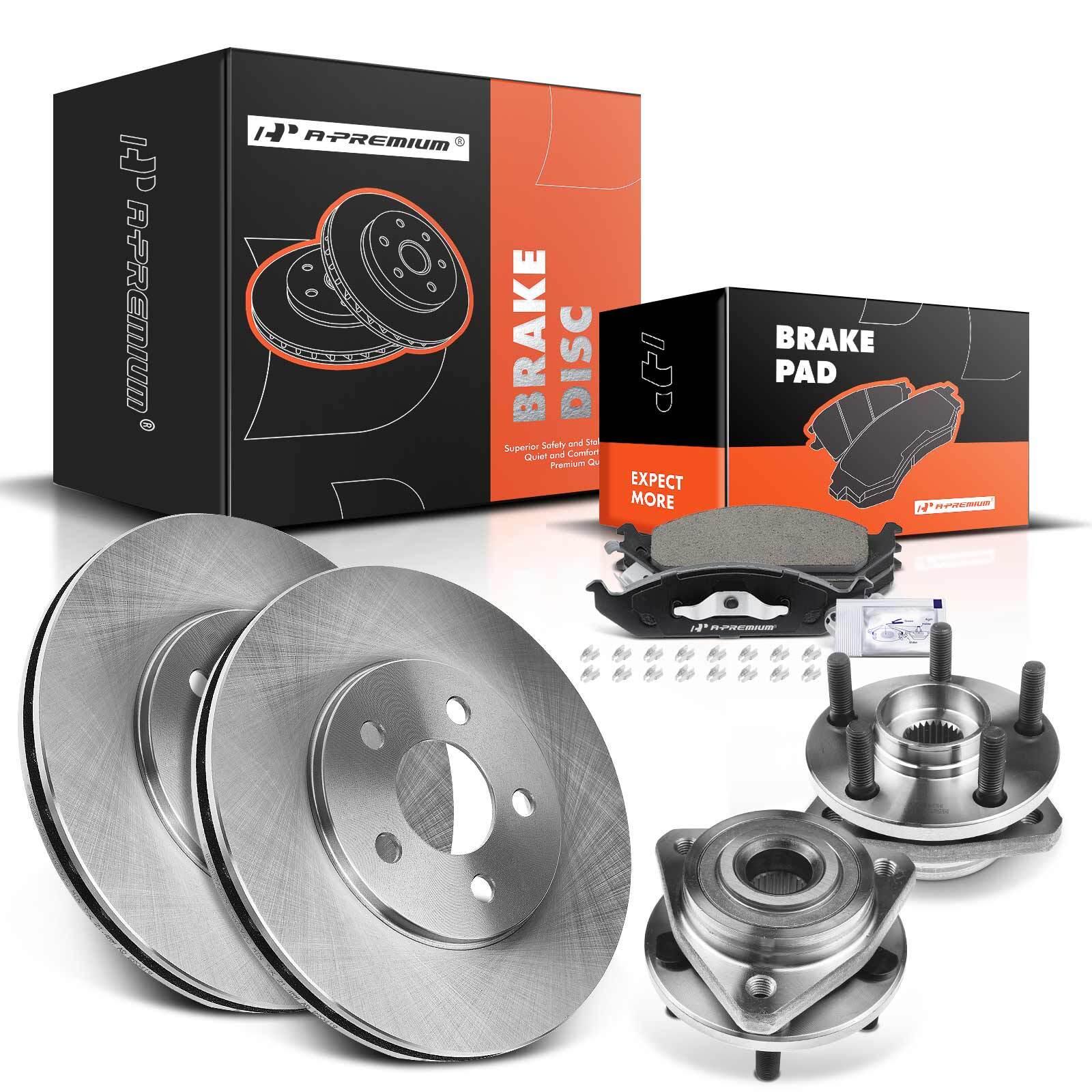 Front Disc Brake Rotor & Pads + Hub Bearing for Chrysler Sebring Dodge Plymouth