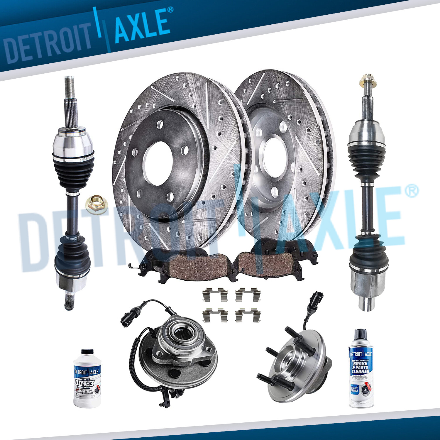 Front Brake Rotors CV Axle Shafts Wheel Bearings for 2006-2010 Ford Explorer 4WD