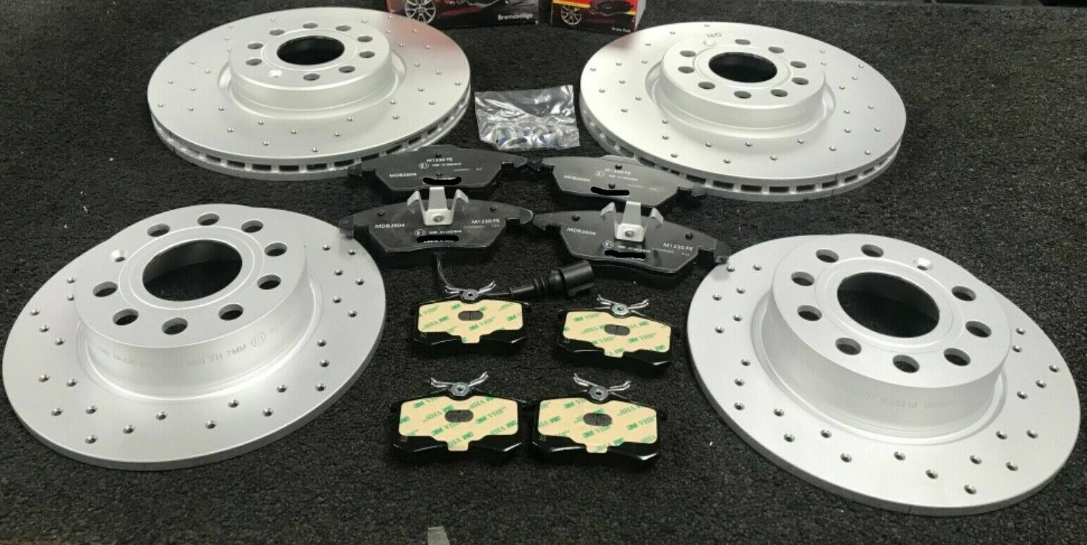 FOR AUDI A5 2.0 3.0 TDI TFSI QUATTRO FRONT REAR DRILLED BRAKE DISCS AND PADS SET