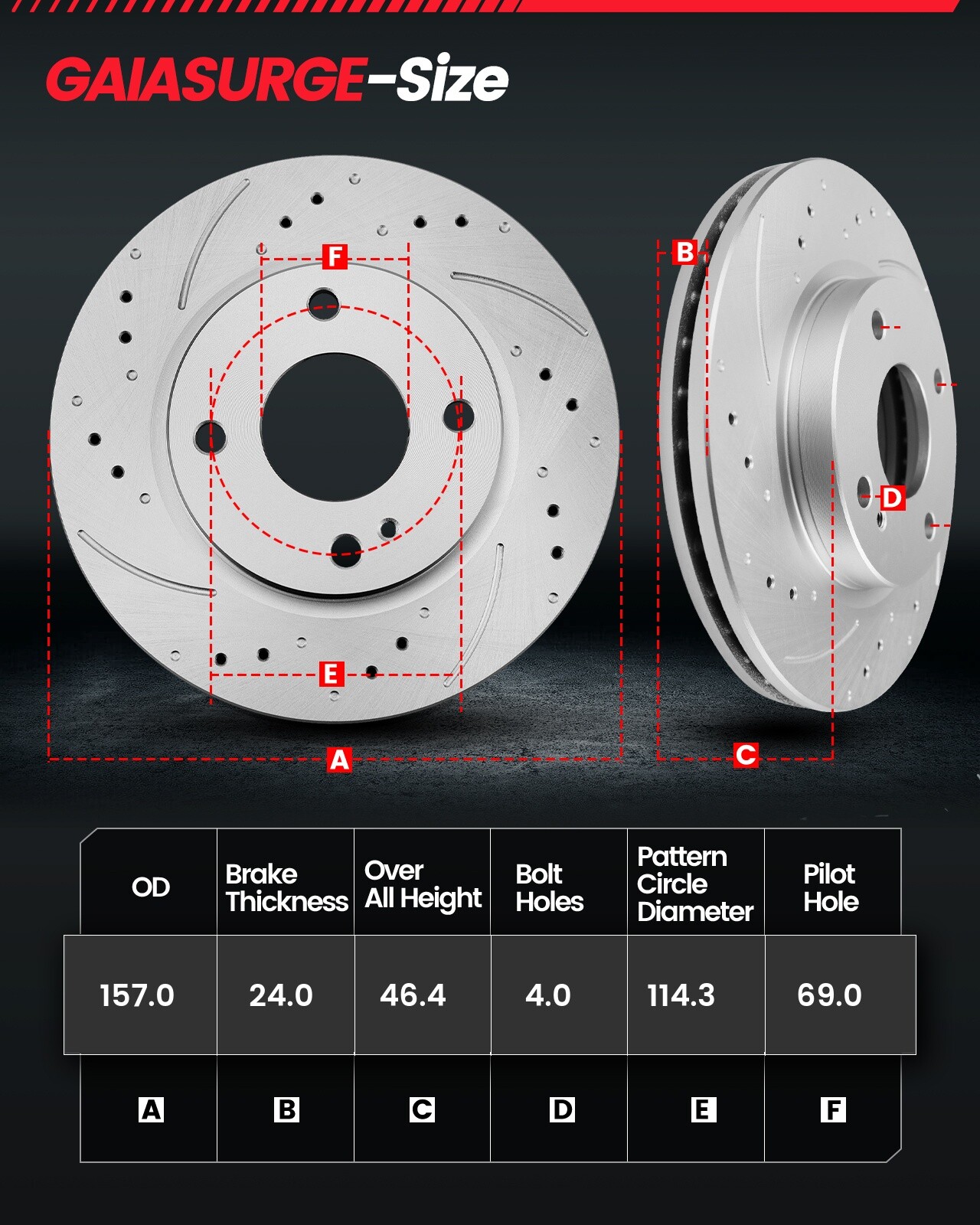 257mm Front Disc Brake Rotors & Ceramic Pads for Hyundai Elantra 2002-2005 2.0L