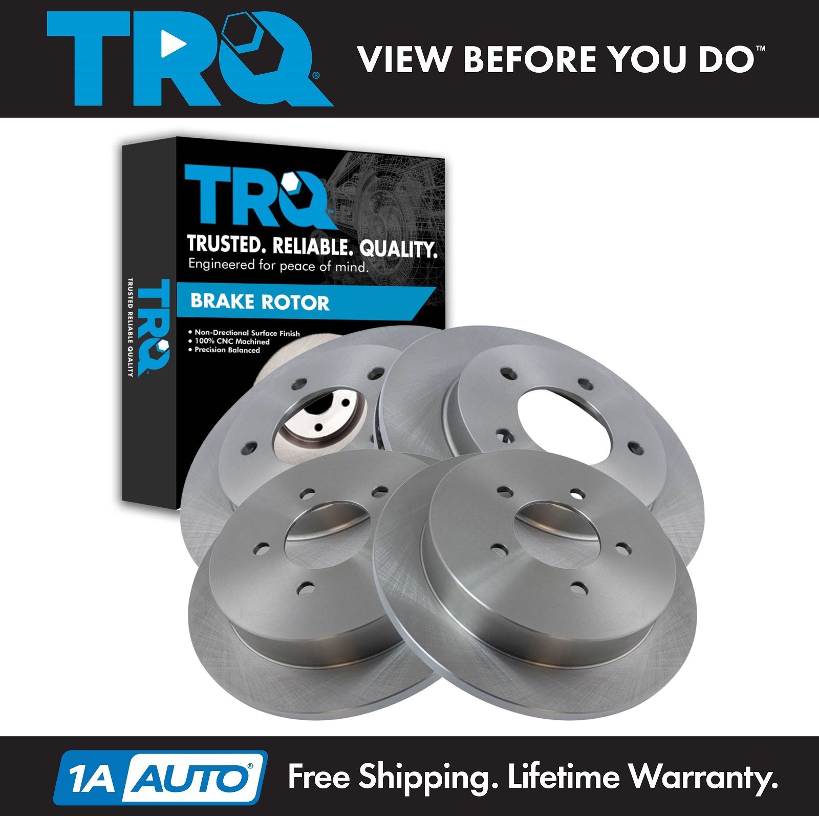 TRQ Front & Rear Brake Rotors Set For 1997-2003 Ford F-150 2004 F-150 Heritage
