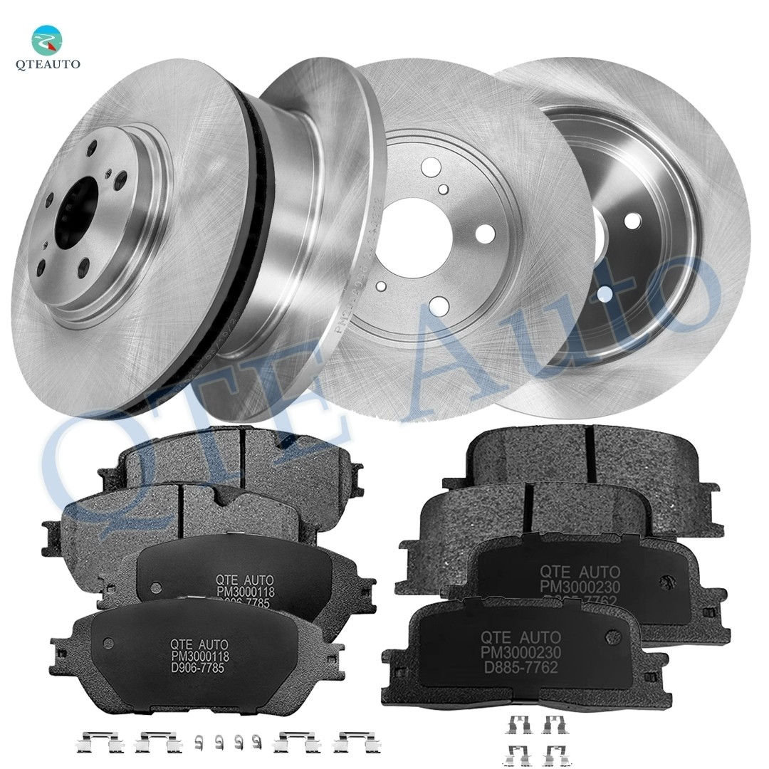 12 Front 296-Rear 269mm Brake Rotors-Ceramic Brake Pad For 2004-2006 Lexus ES330