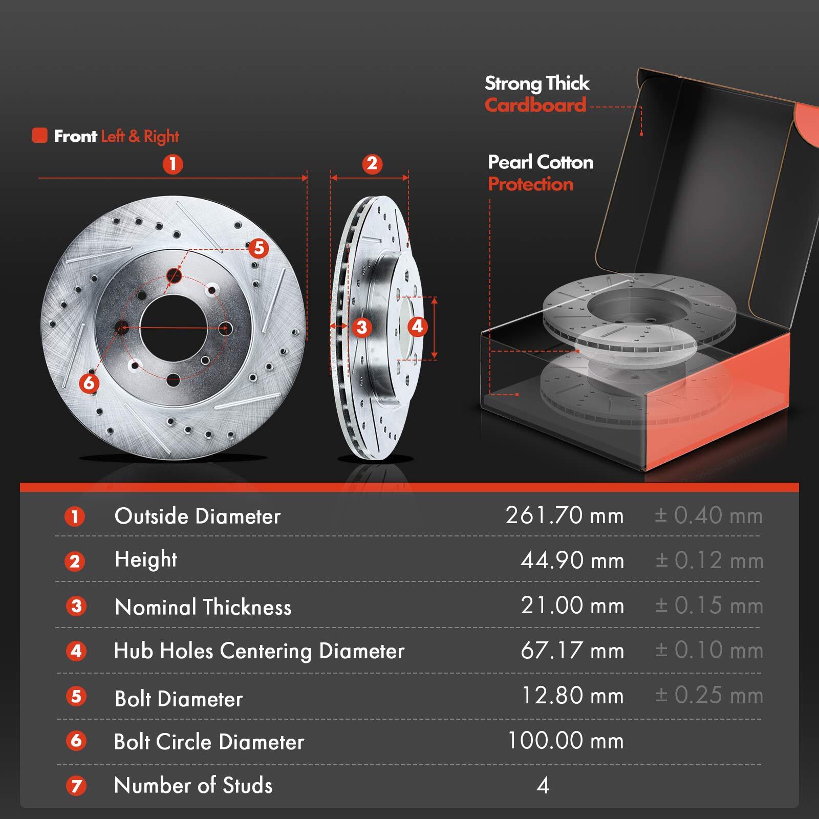 Front & Rear Drilled Rotors & Ceramic Brake Pads for Acura Integra Honda Civic