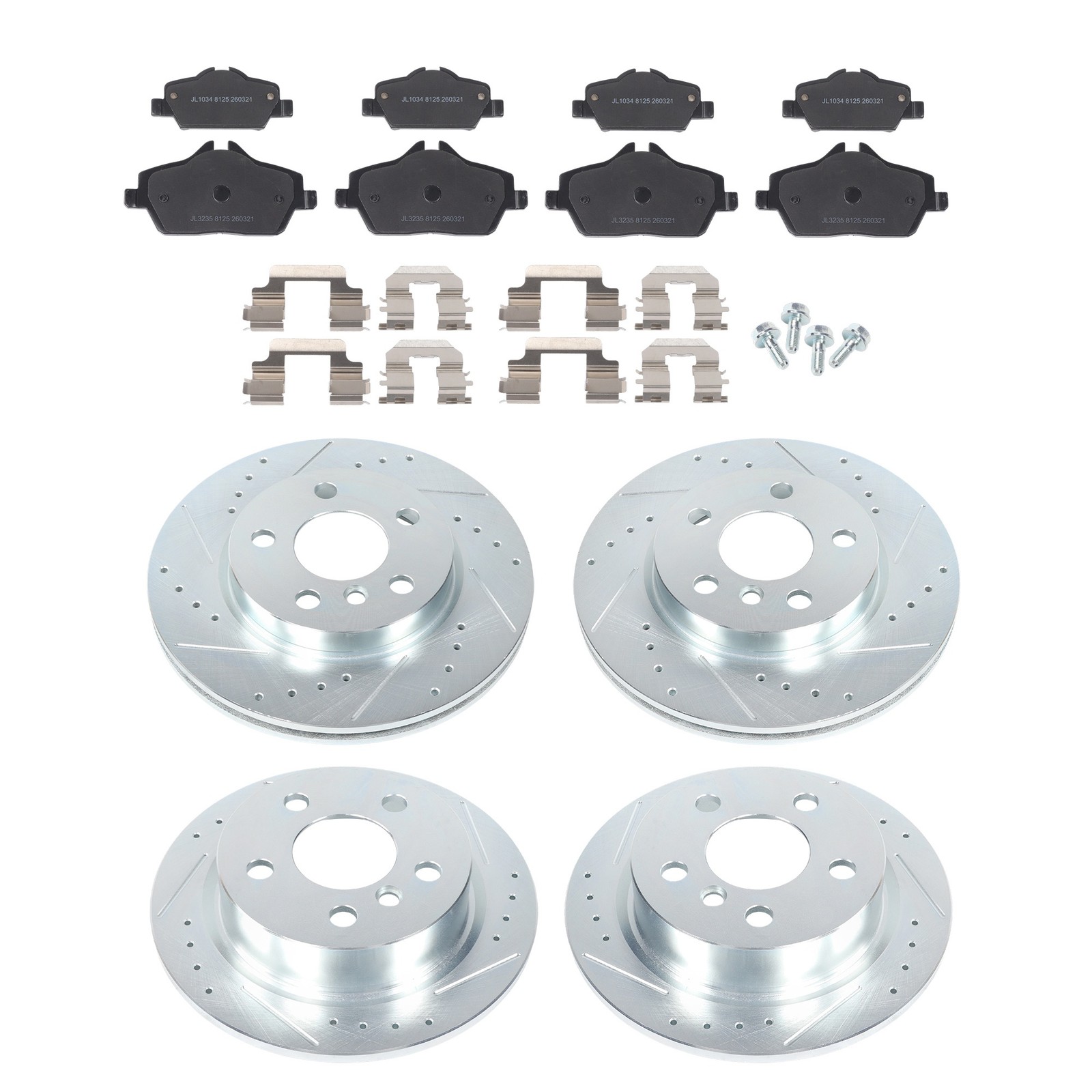 LABLT Front Rear Drilled Brake Rotor & Brake Pads For Mini Cooper F56/ F57 15-16
