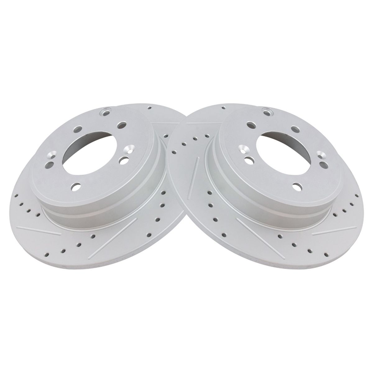 TRQ Performance Brake Rotor Drilled & Slotted Coated Rear Pair for Hyundai