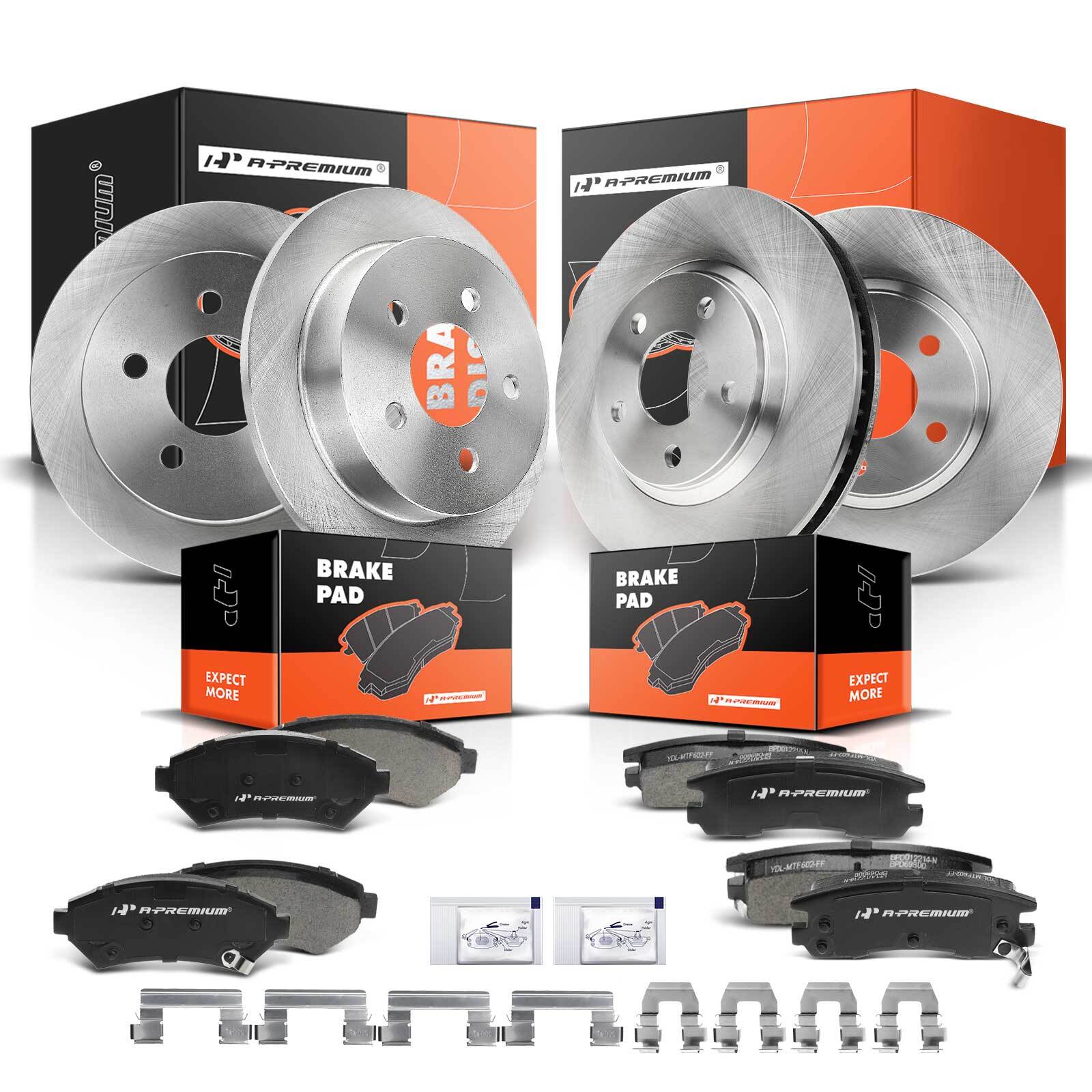 A-Premium Front & Rear Disc Brake Rotors & Ceramic Pads for Chevy Impala 00-05