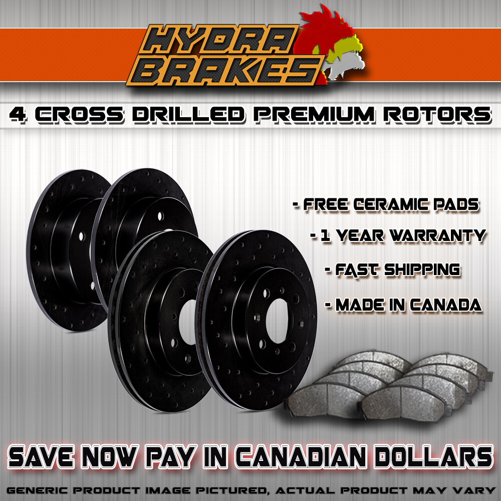 FITS 2004 2005 DODGE STRATUS COUPE Drilled Brake Rotors CERAMIC BLK