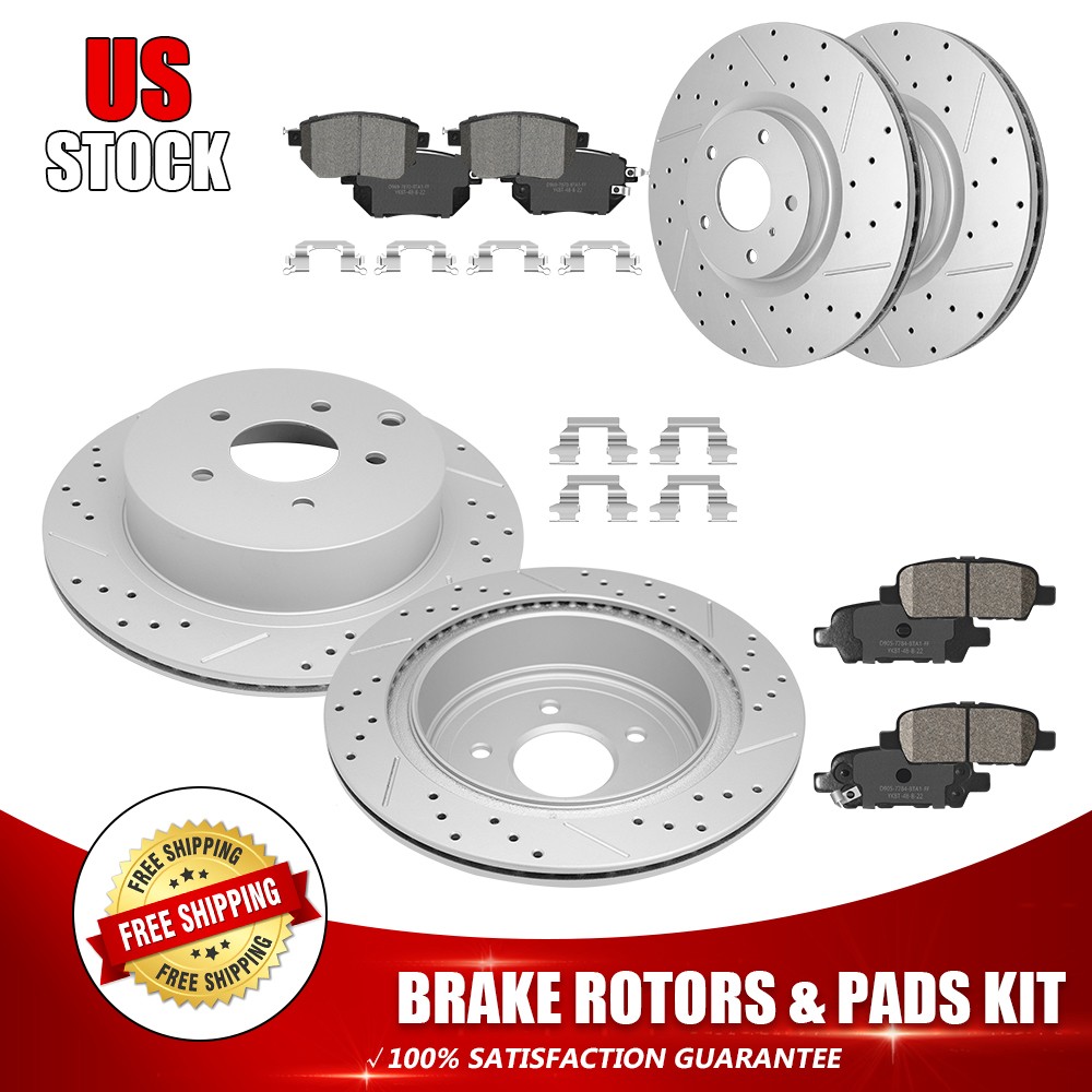 For Nissan Murano 2005 – 2007 Front Rear Drilled Disc Rotors Ceramic Brake Pads