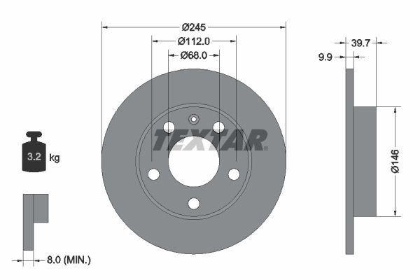 2X Textar 92106203 Coated Rear Brake Discs 245mm Solid Fits Audi Seat 80 A4 Exeo