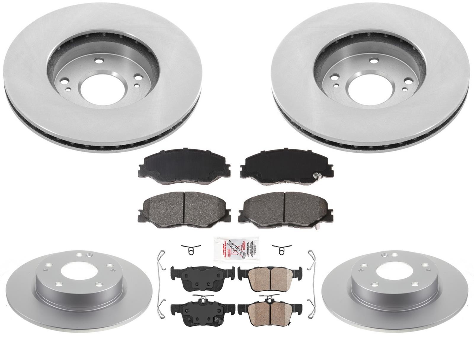 For Honda Civic 2022-2024 Front & Rear Coated Brake Rotors Ceramic Brake Pads