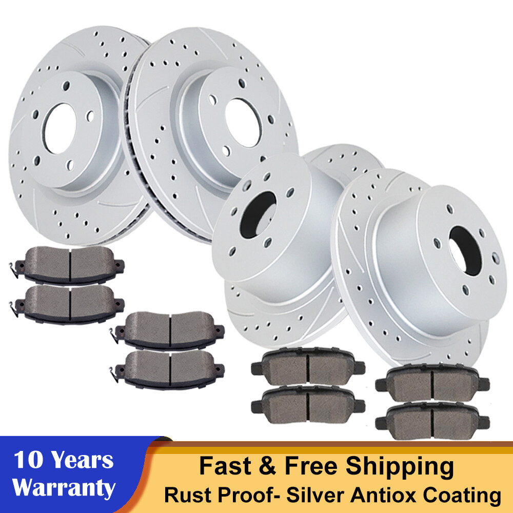 Front and Rear Drilled Rotors Ceramic Brakes Pads for 2013 – 2023 Nissan Altima