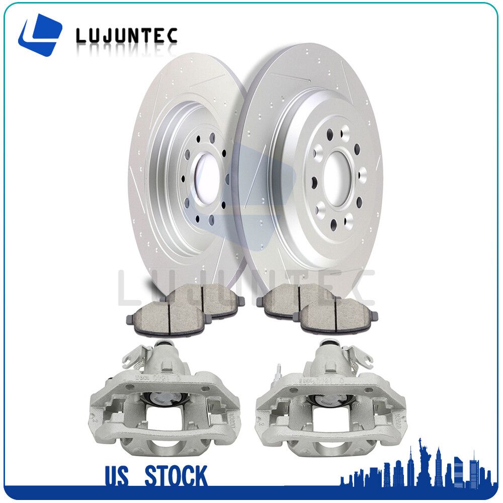 Brake Calipers And Brake Ceramic Pads Rotors Rear For 2011-2015 Lincoln MKX