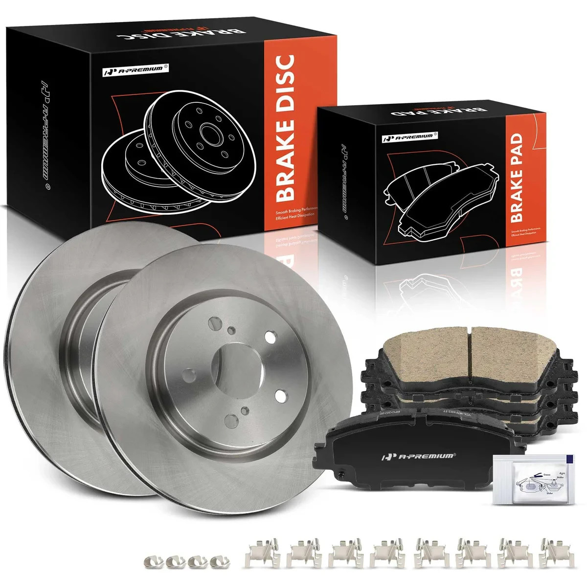 A-Premium 12″ Front Vented Disc Brake Rotors + Ceramic Pads Kit 6-PC Set