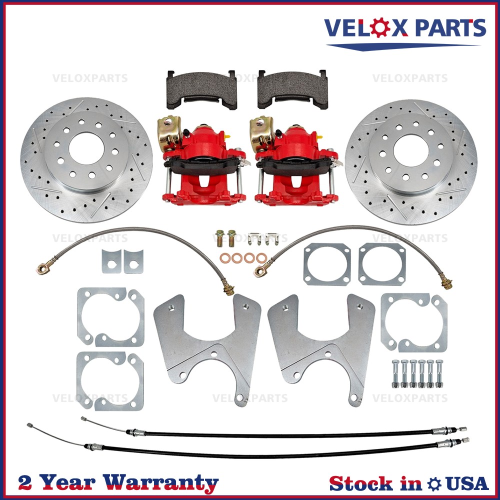 Staggered Red Rear Disc Brake Kit For GM F/X Body 10 & 12 Bolt