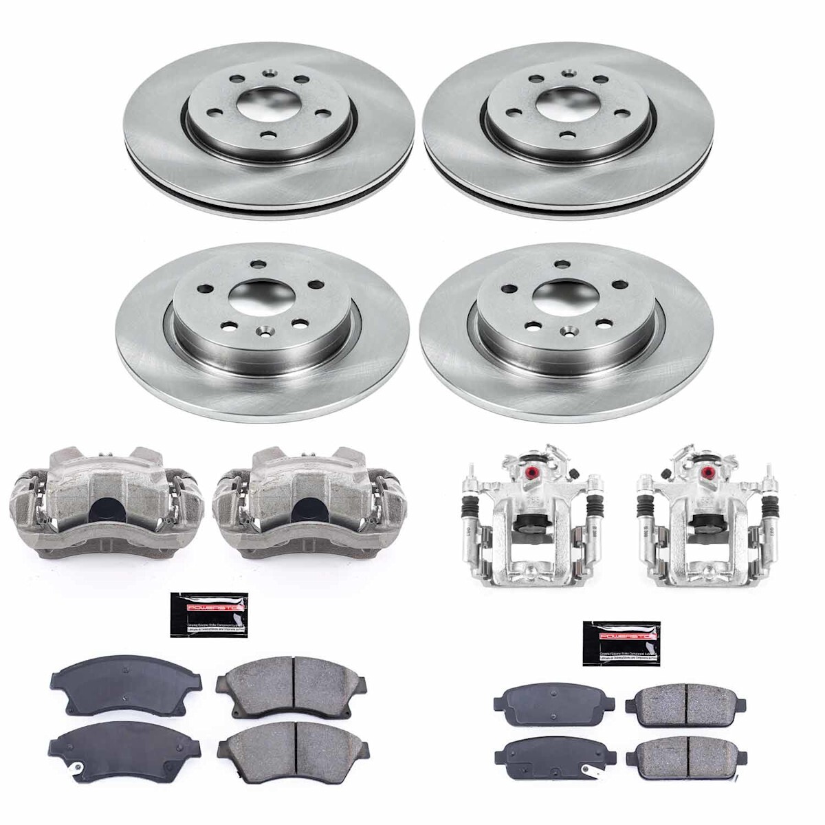 KCOE5551 Powerstop 4-Wheel Set Brake Kit With Calipers Front & Rear for Chevy