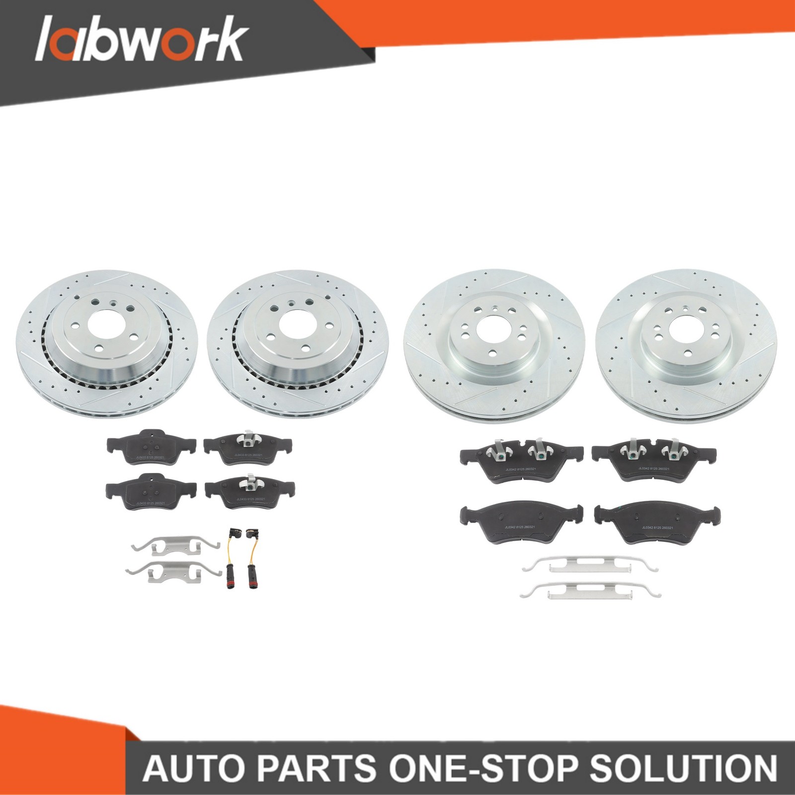 Labwork Front & Rear Drilled Brake Rotors & Ceramic Pads For Mercedes-BenzW164