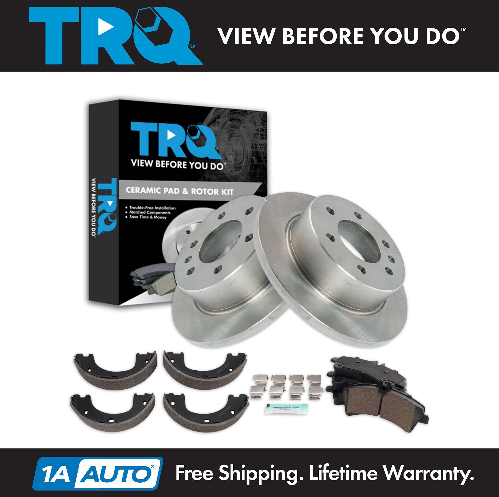 TRQ Rear Brake Pad & Rotor Kit Fits 07-09 Dodge Sprinter 3500 Freightliner