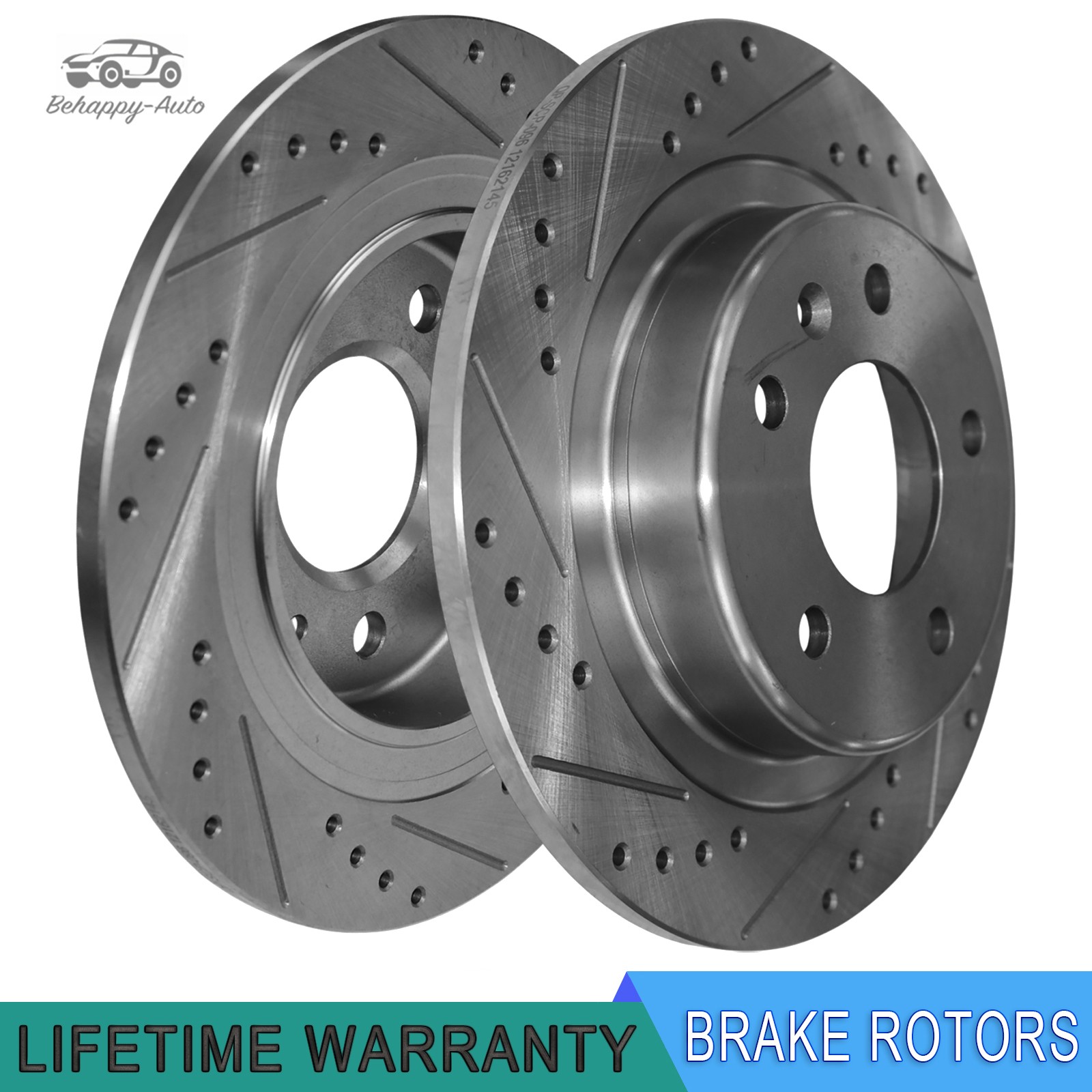 2Pc Rear Drilled Disc Brake Rotor for Buick Regal Sportback Chevy Equinox Malibu