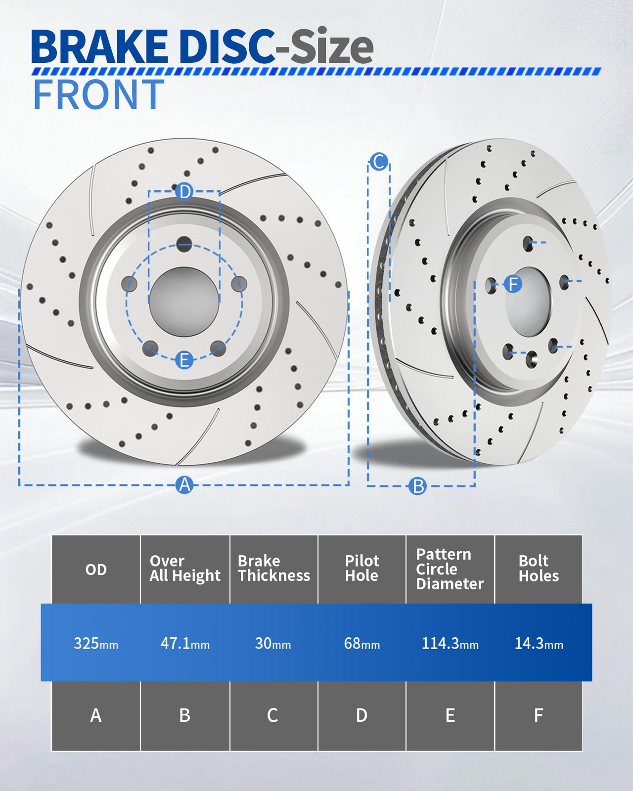 Front (325mm) Slotted Brake Rotors and Pads for Ford Explorer 11-2012 2013-2019