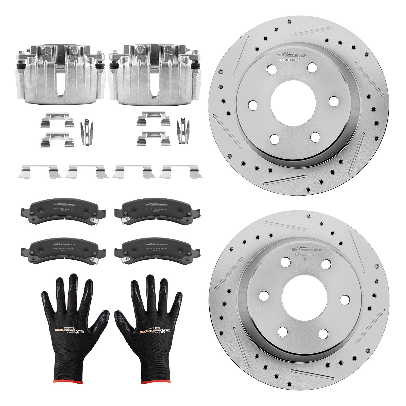 Rear Brake Rotor Brake Calipers w/Pads Kit for Chevrolet Avalanche 1500 2002