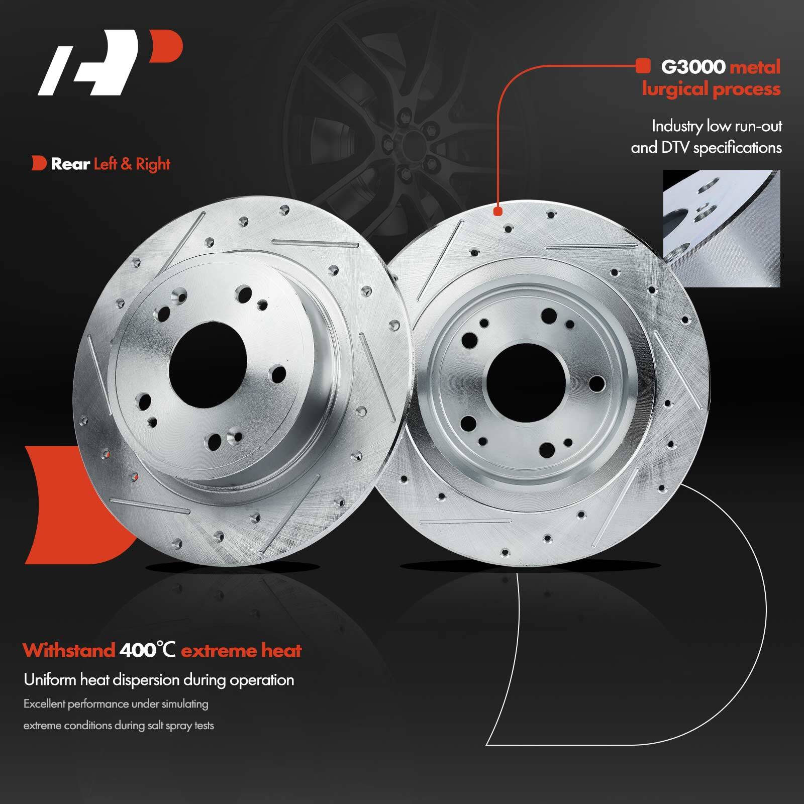 A-Premium 4x Front & Rear Drilled Rotor for Honda Accord 2005-2017 Civic 2015