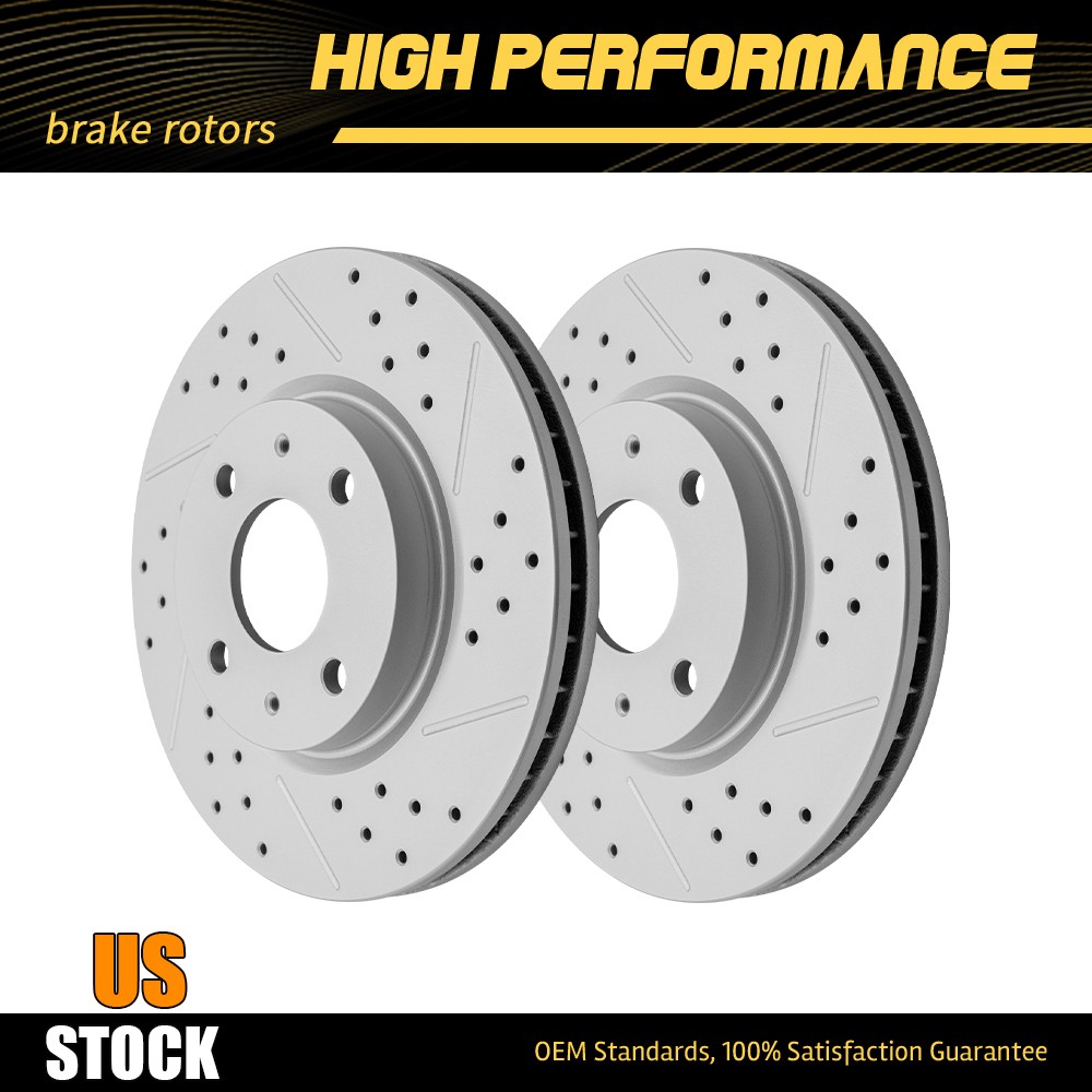 276mm Front Drilled & Slotted Disc Brake Rotors For 2008 – 2011 Ford Focus 2.0L