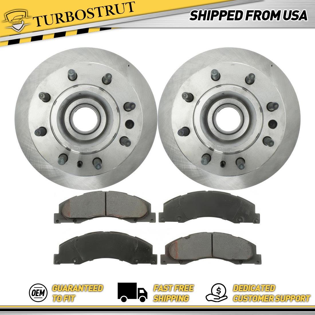 Front Disc Brake Pad Set Disc Brake Rotor fits Ford E-350 Super Duty 2008-2019