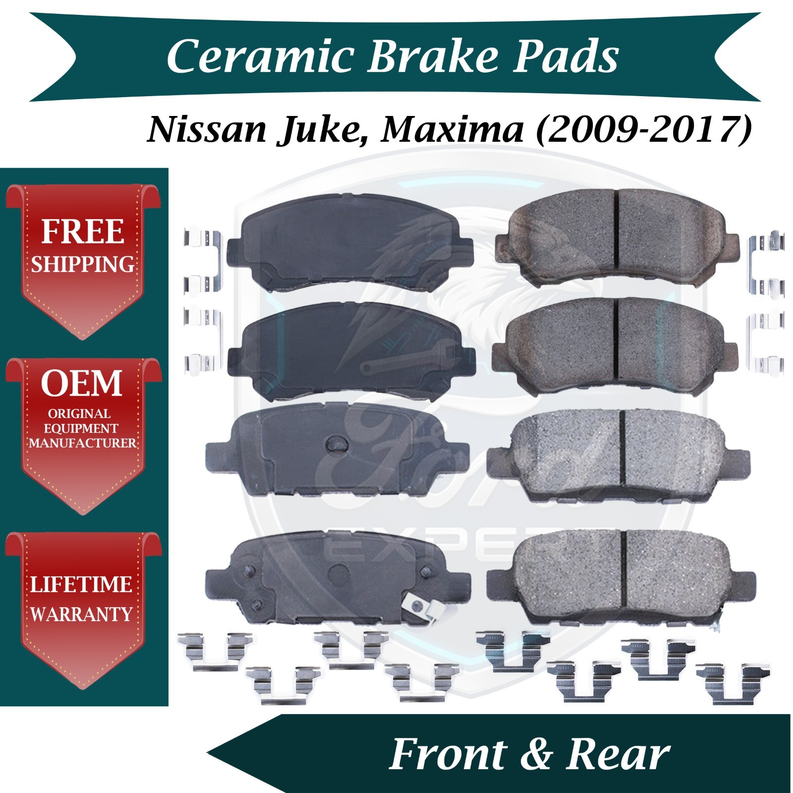 New OE Front & Rear Ceramic Brake Pads Kit For 2009-2017 Nissan 10 Yr Warranty