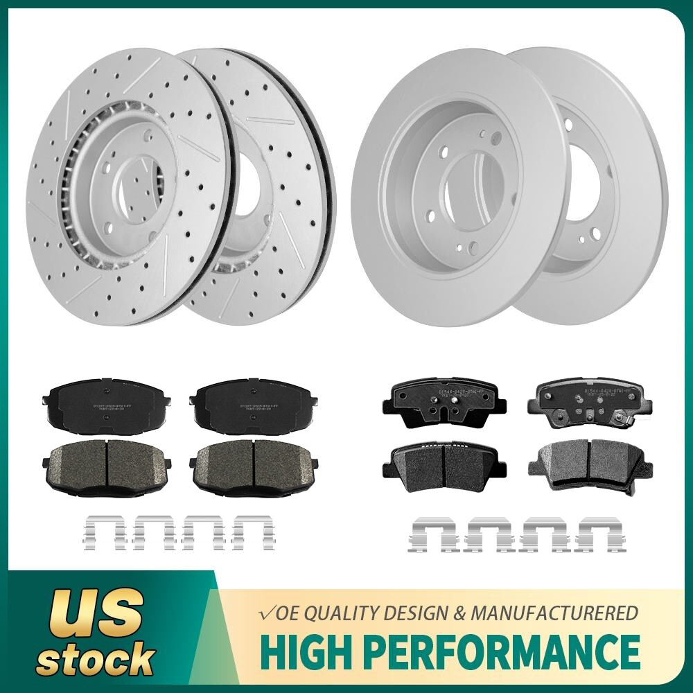 Front & Rear Disc Brake Rotors + Ceramic Brake Pads for 2014 – 2016 Kia Soul