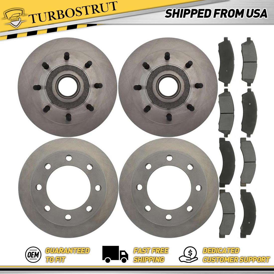 Front Rear Disc Brake Pad Set Disc Brake Rotor fits Ford Excursion 2000-2002