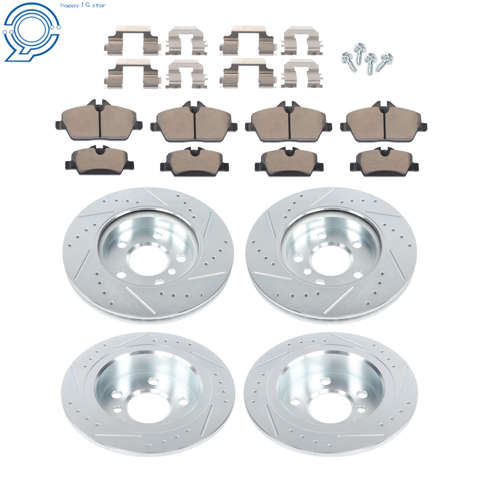 Front & Rear Drilled Brake Rotor & Brake Pads For Mini Cooper F56/ F57 2015-2016