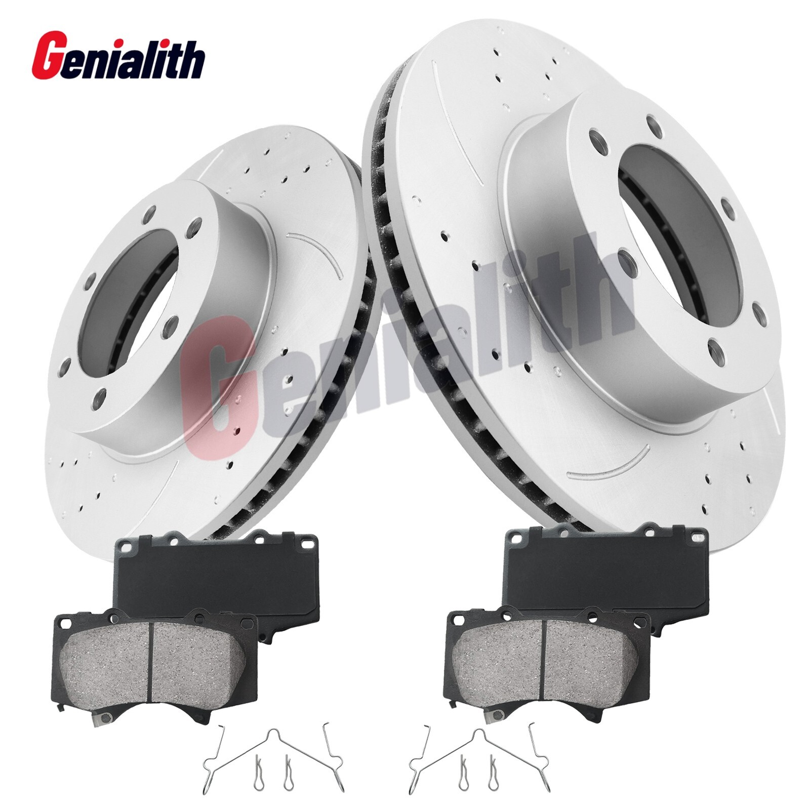 Front Drilled & Slotted Brake Rotors Brake Pads Kit for 2001-2007 Toyota Sequoia