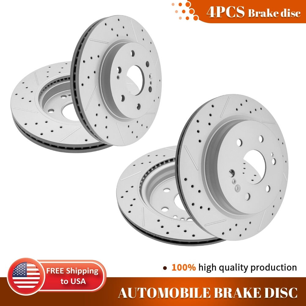 Front & Rear Drilled Rotors For Chevy GMC Silverado Sierra 1500 Yukon Suburban
