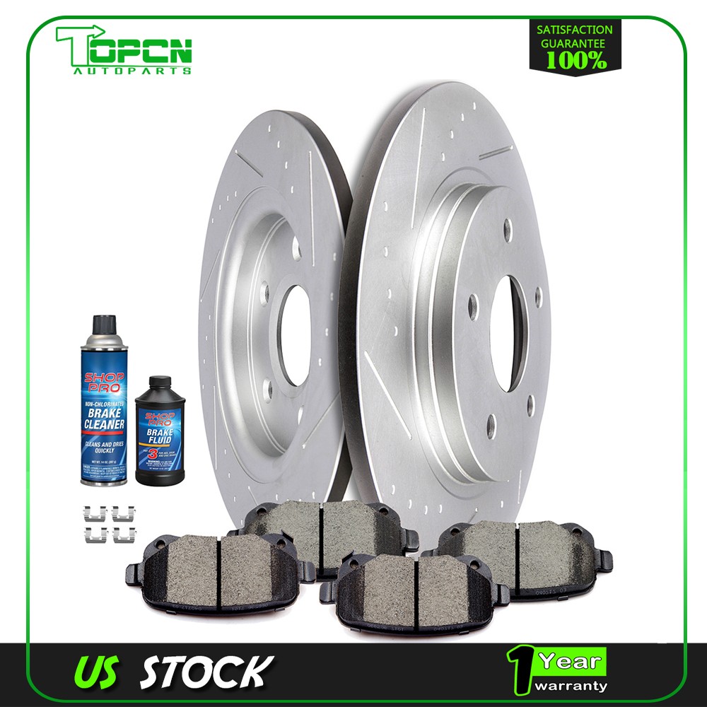 Rear Brakes Ceramic Pads And Rotors Slotted For 2008-2010 Dodge Grand Caravan