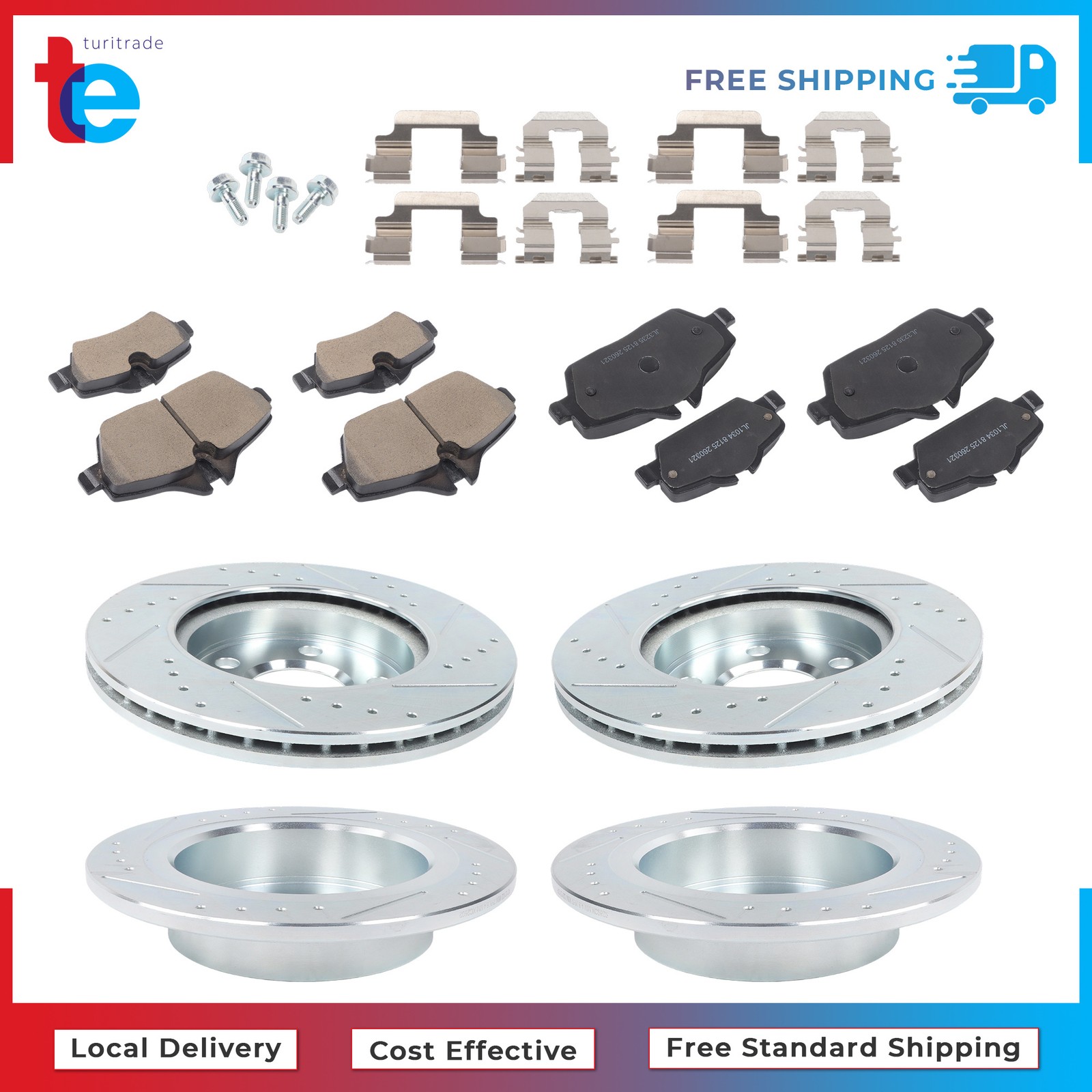 For Mini Cooper F56/ F57 2015-2016 Front & Rear Drilled Brake Rotor & Brake Pads