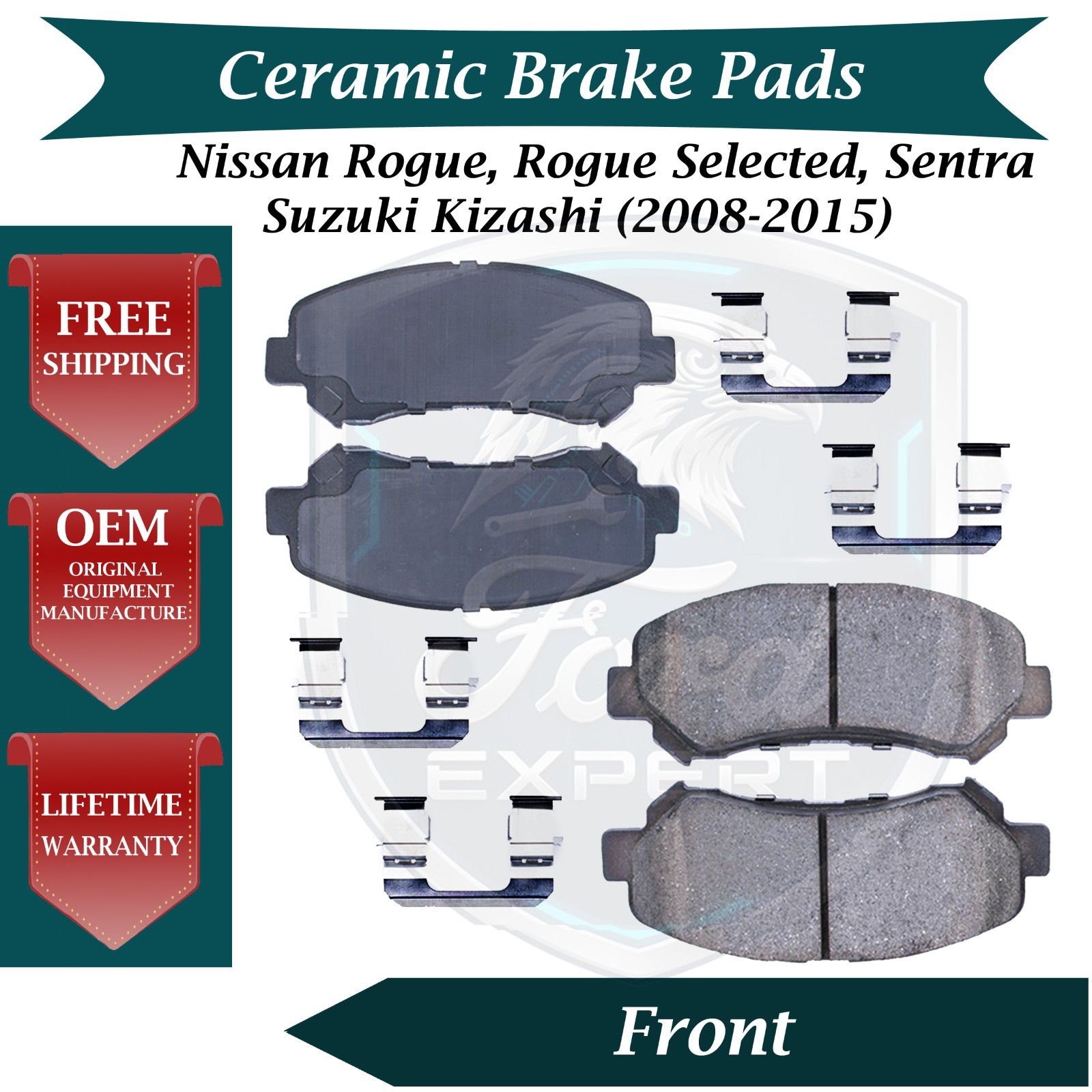 New OE Front Ceramic Brake Pads Kit For 2008-2015 Nissan Suzuki 10 Year Warranty