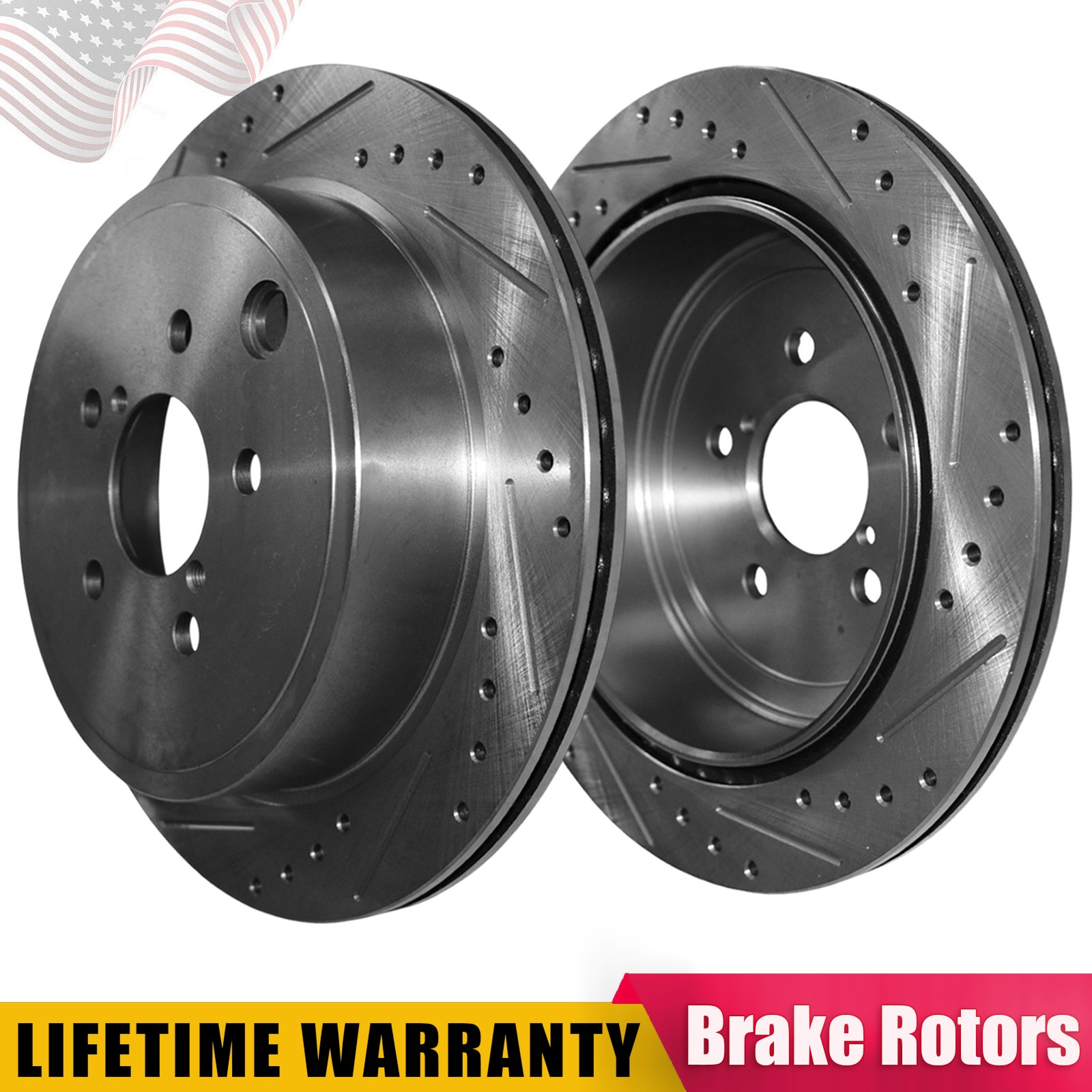 2pcs Rear Drilled Slotted Disc Brake Rotors for Mini Cooper 2014-2019 1.5L 5 Lug