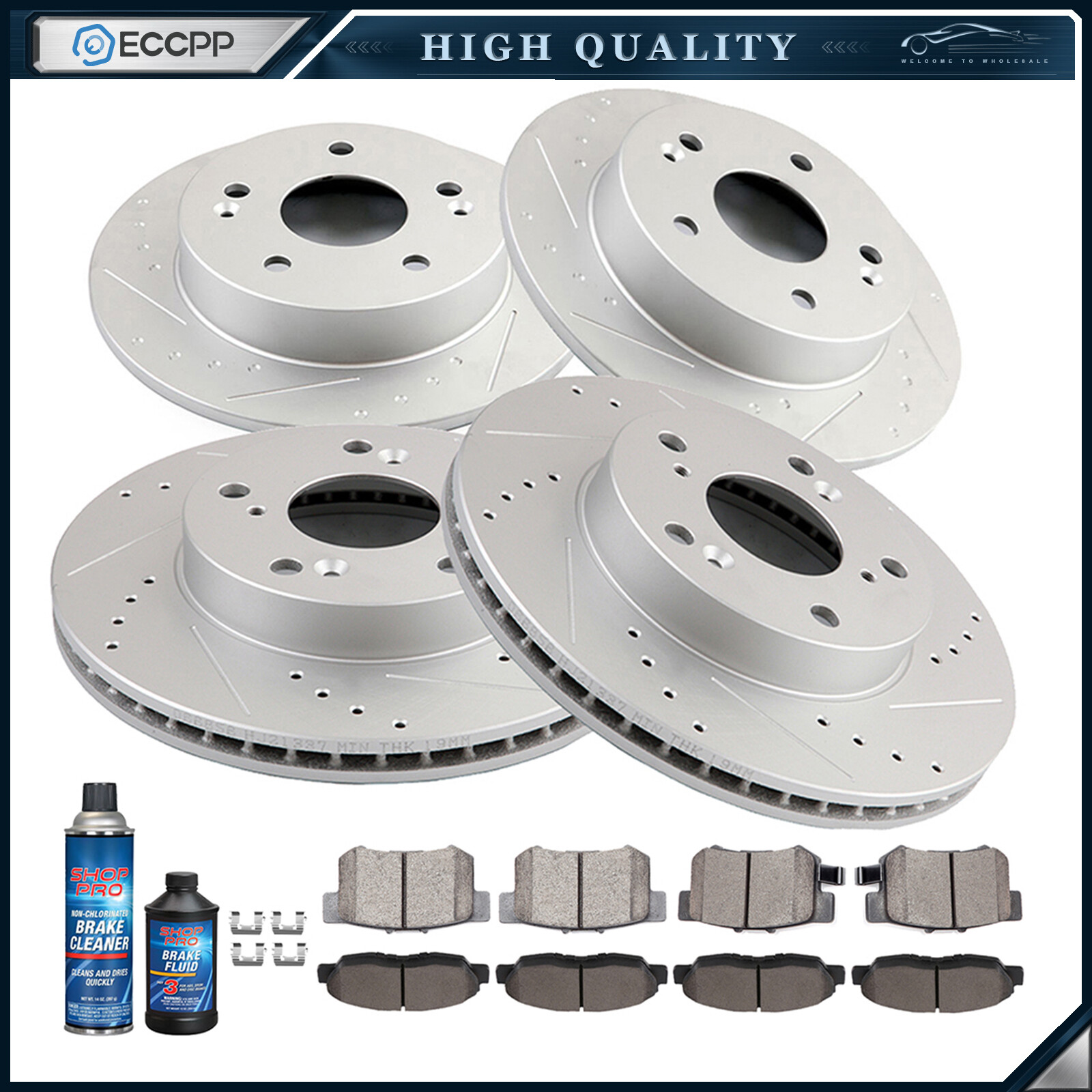 Front Rear Ceramic Brake Pads And Rotors Set For Honda Civic EX EX-L 2012 1.8L