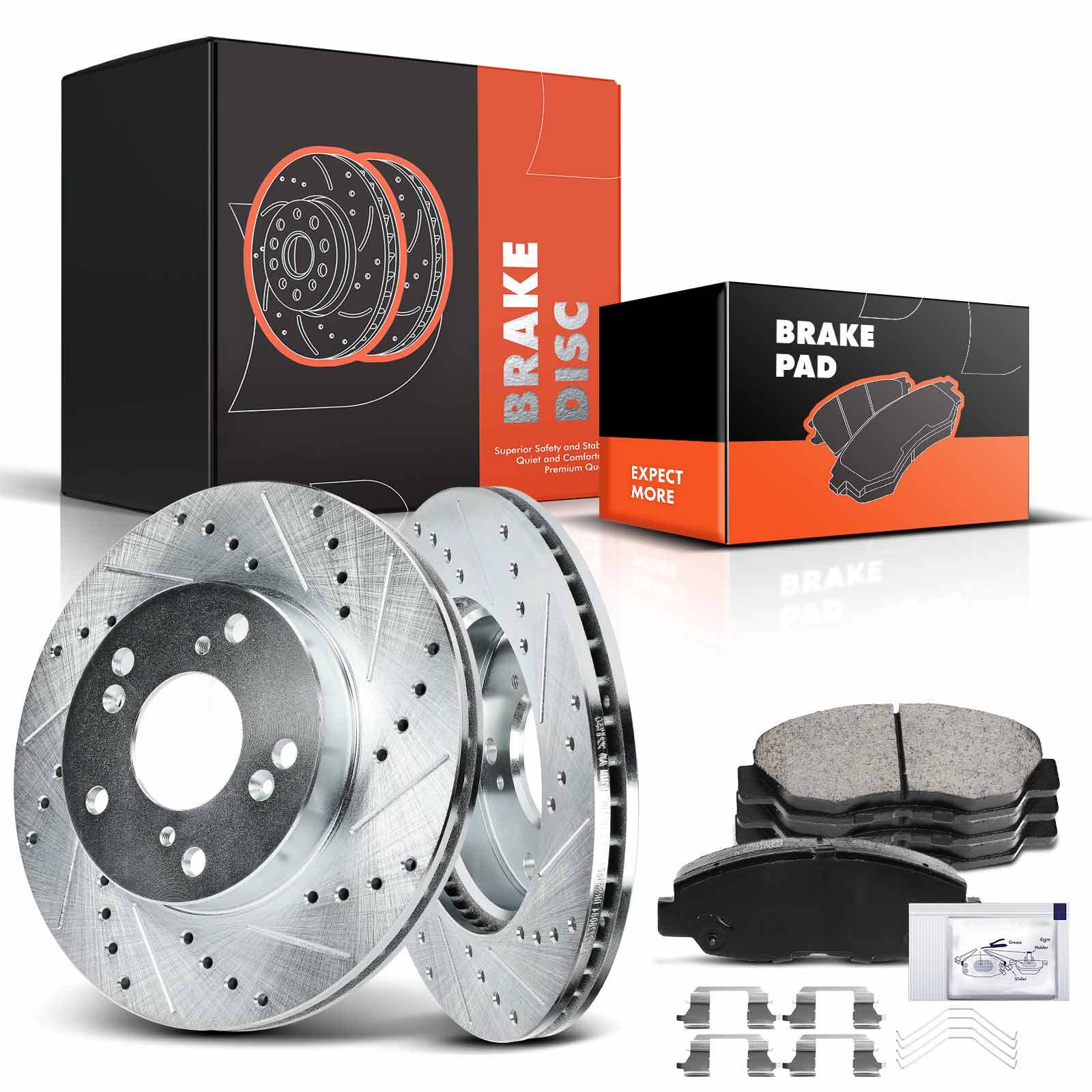 Drilled Brake Rotors & Brake Pad for Honda Civic 2012-2015 L4 1.8L Front Side